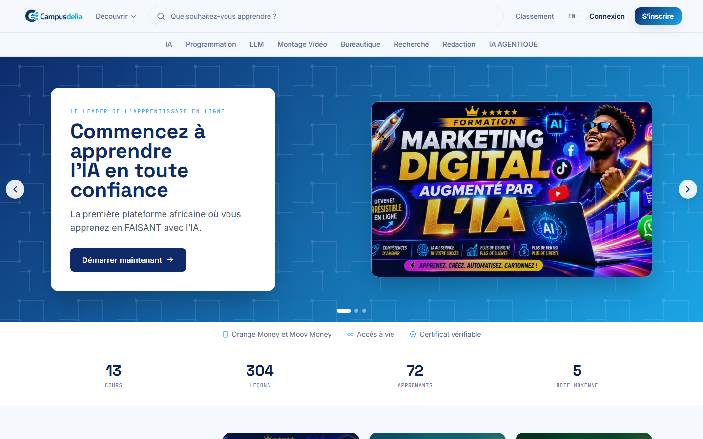 La plateforme d'apprentissage Campusdelia